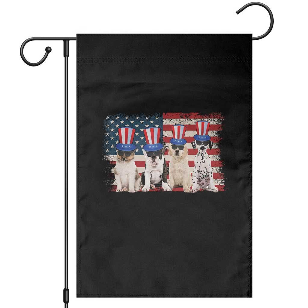 Cool American Patriotic Dogs Garden Flag Funny 4th of July US Flag Pet Lover