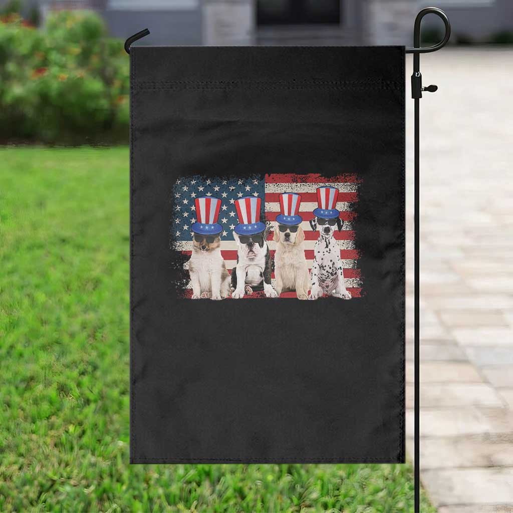 Cool American Patriotic Dogs Garden Flag Funny 4th of July US Flag Pet Lover