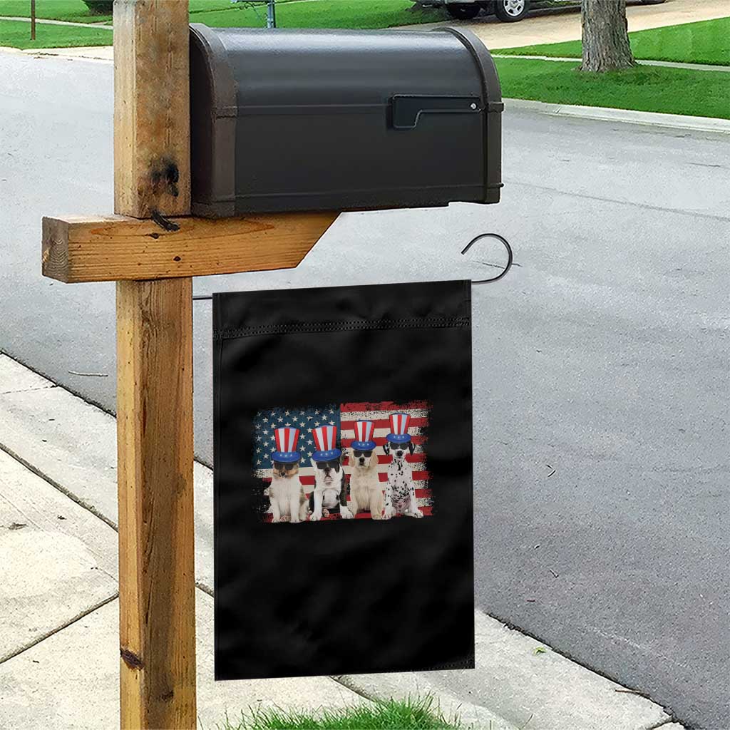 Cool American Patriotic Dogs Garden Flag Funny 4th of July US Flag Pet Lover