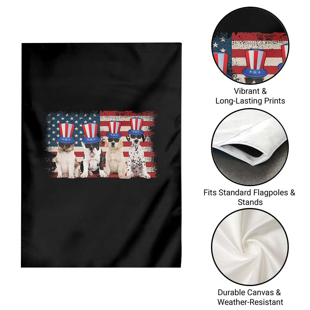 Cool American Patriotic Dogs Garden Flag Funny 4th of July US Flag Pet Lover