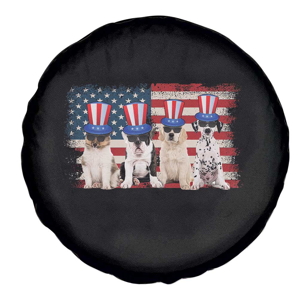 Cool American Patriotic Dogs Spare Tire Cover Funny 4th of July US Flag Pet Lover