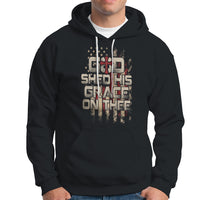 God Blessing Hoodie God Shed His Grace On Thee Amercan Flag Christian Cross - Wonder Print Shop