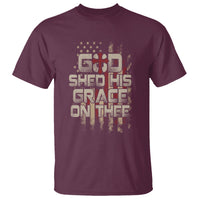 God Blessing T Shirt God Shed His Grace On Thee Amercan Flag Christian Cross - Wonder Print Shop