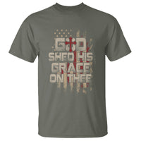God Blessing T Shirt God Shed His Grace On Thee Amercan Flag Christian Cross - Wonder Print Shop