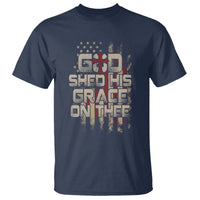 God Blessing T Shirt God Shed His Grace On Thee Amercan Flag Christian Cross - Wonder Print Shop