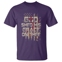 God Blessing T Shirt God Shed His Grace On Thee Amercan Flag Christian Cross - Wonder Print Shop