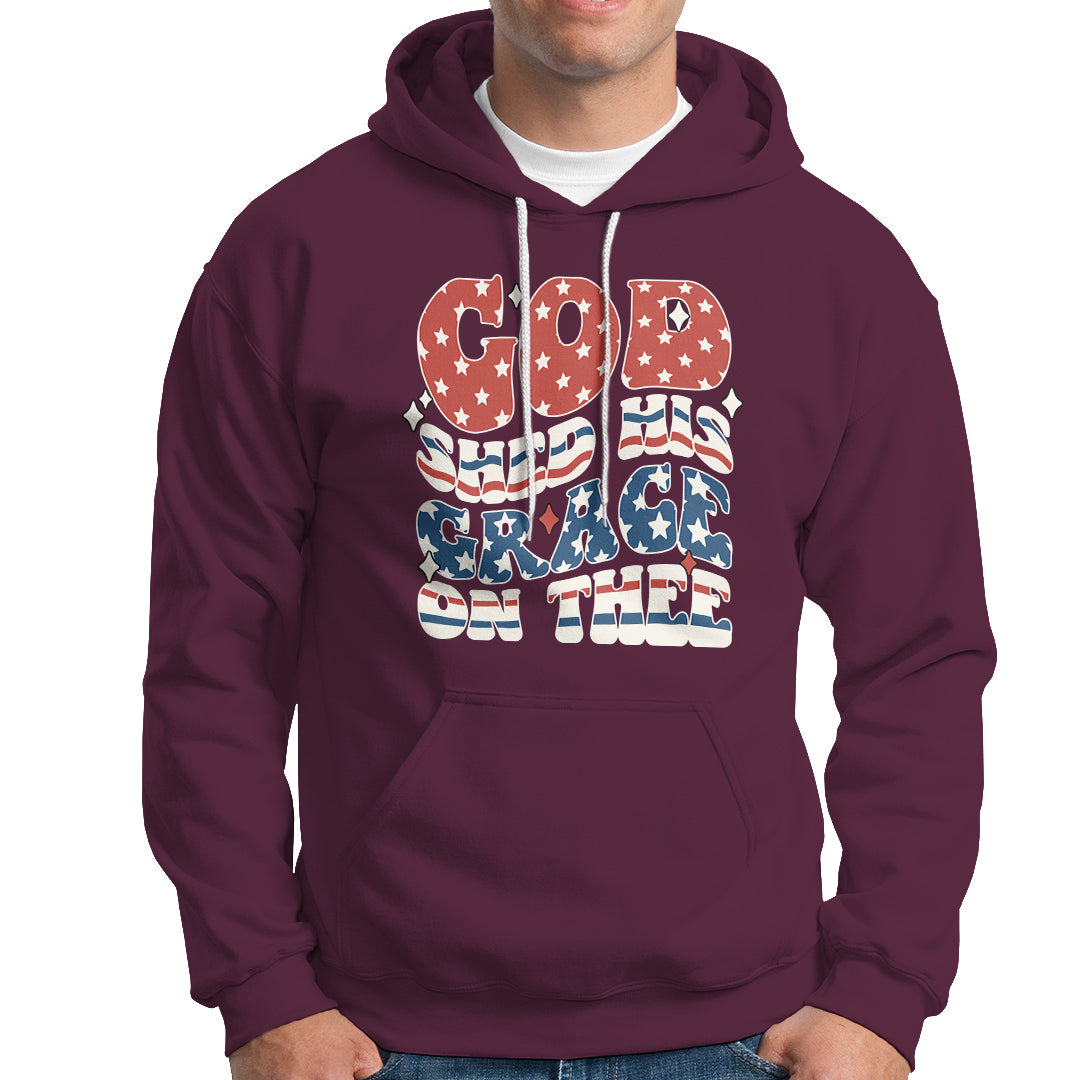 God Blessing Hoodie God Shed His Grace On Thee Amercan Flag - Wonder Print Shop
