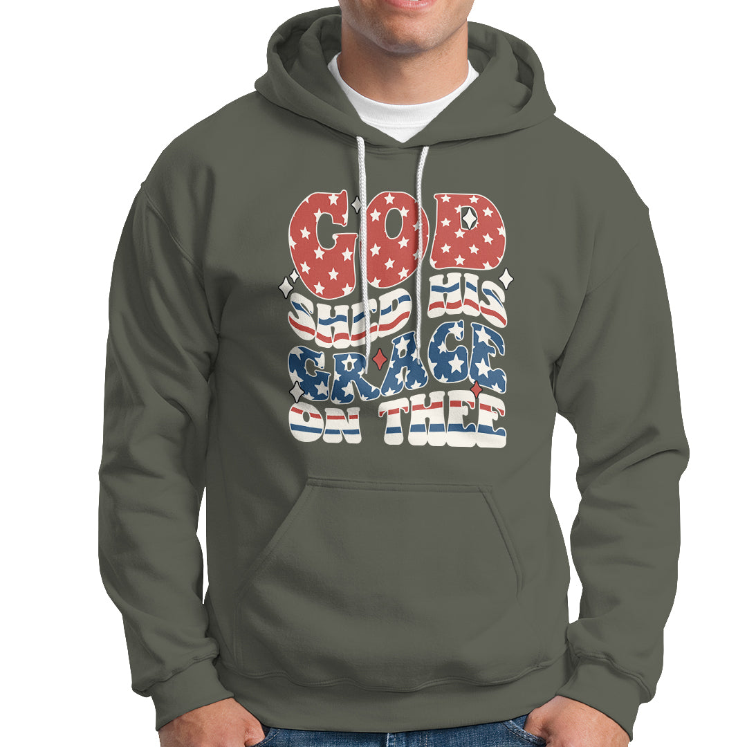 God Blessing Hoodie God Shed His Grace On Thee Amercan Flag - Wonder Print Shop