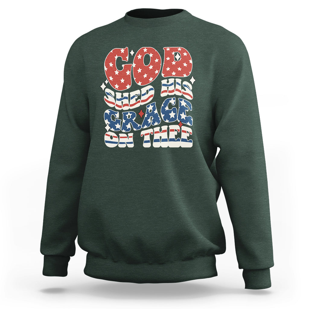 God Blessing Sweatshirt God Shed His Grace On Thee Amercan Flag - Wonder Print Shop