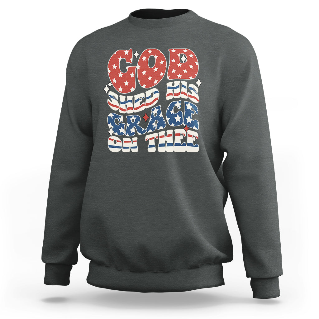 God Blessing Sweatshirt God Shed His Grace On Thee Amercan Flag - Wonder Print Shop