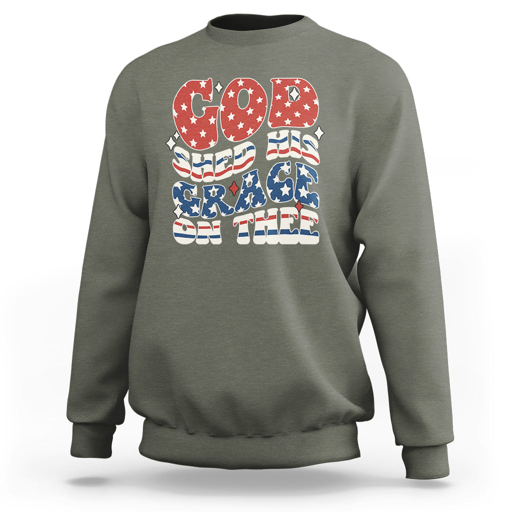 God Blessing Sweatshirt God Shed His Grace On Thee Amercan Flag - Wonder Print Shop