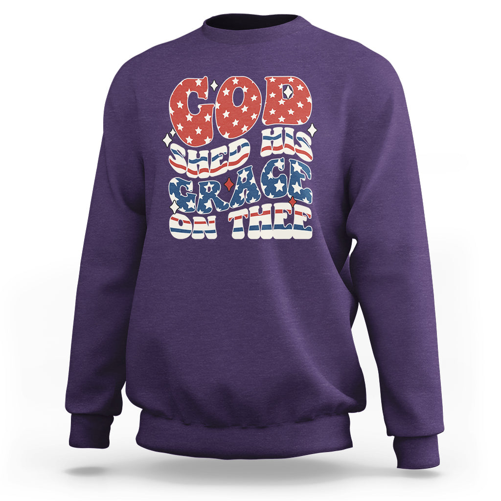 God Blessing Sweatshirt God Shed His Grace On Thee Amercan Flag - Wonder Print Shop
