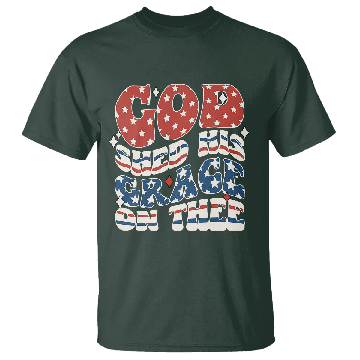 God Blessing T Shirt God Shed His Grace On Thee Amercan Flag - Wonder Print Shop