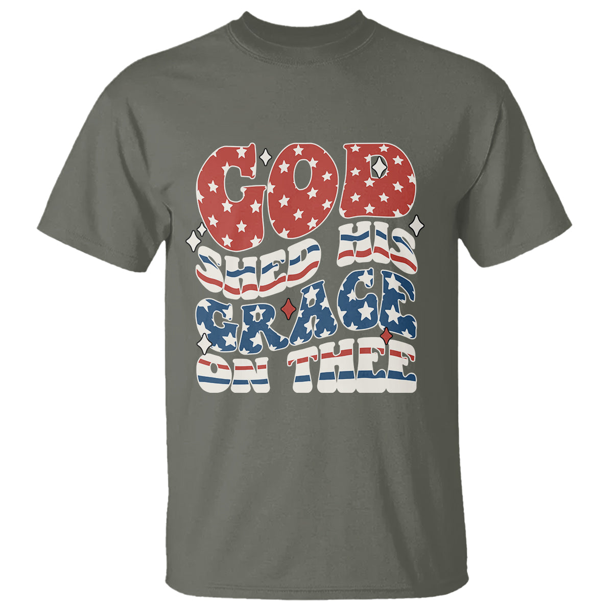 God Blessing T Shirt God Shed His Grace On Thee Amercan Flag - Wonder Print Shop
