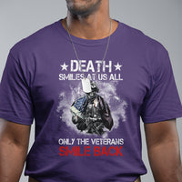 Veteran T Shirt Death Smiles At Us All Only The Veterans Smile Back American Flag Cover Skeleton - Wonder Print Shop