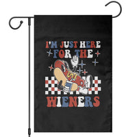 Funny 4th of July USA Party Garden Flag I'm Just Here For The Wieners Hot Dog Lover