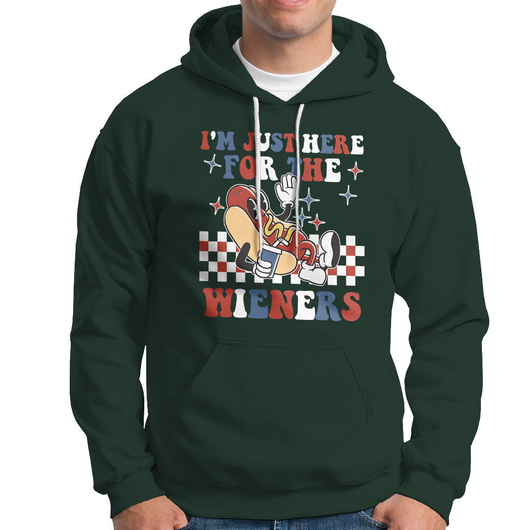 USA Party Hoodie Hot Dog I'm Just Here For The Wieners 4Th Of July - Wonder Print Shop