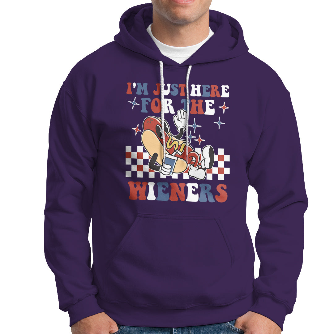 USA Party Hoodie Hot Dog I'm Just Here For The Wieners 4Th Of July - Wonder Print Shop