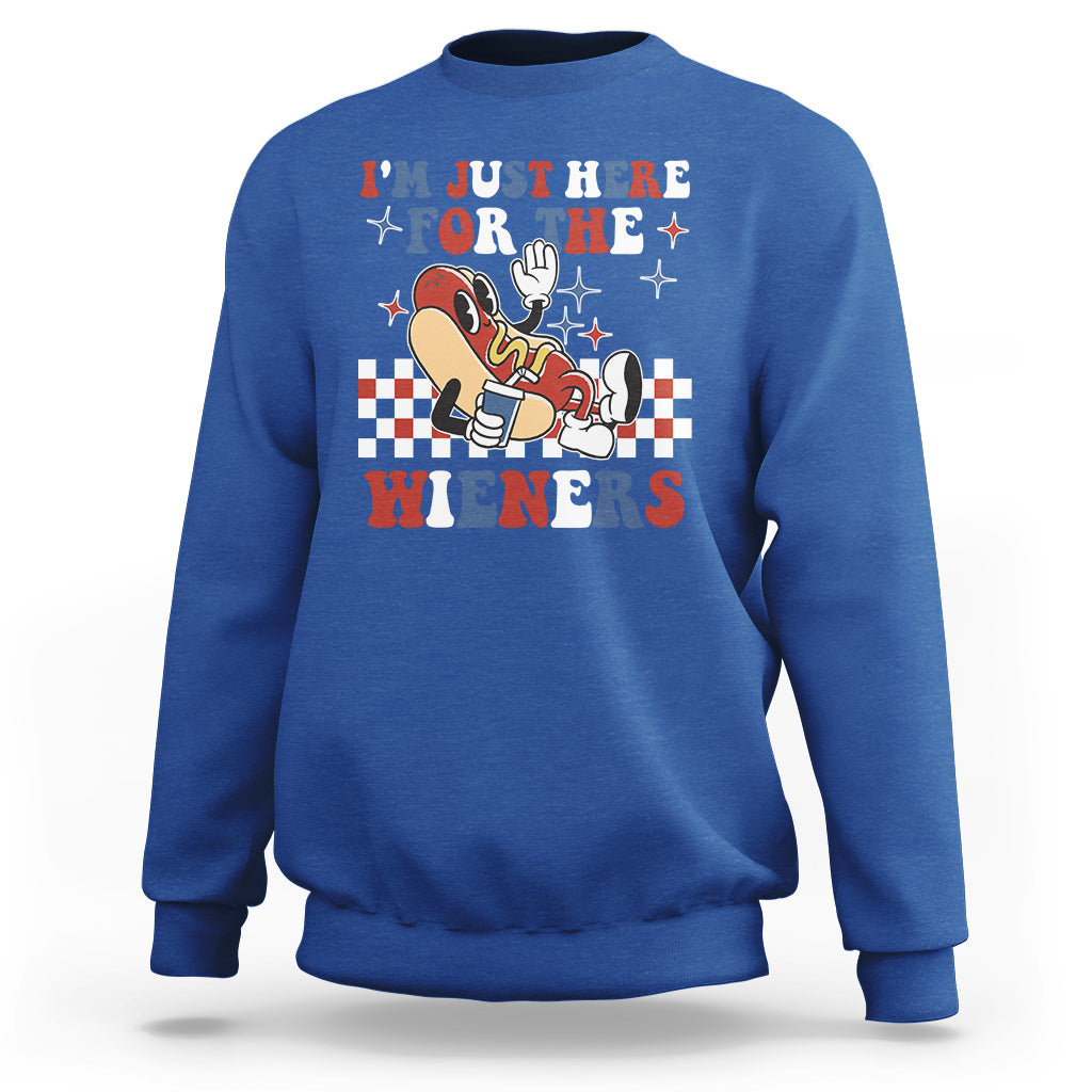 USA Party Sweatshirt Hot Dog I'm Just Here For The Wieners 4Th Of July - Wonder Print Shop
