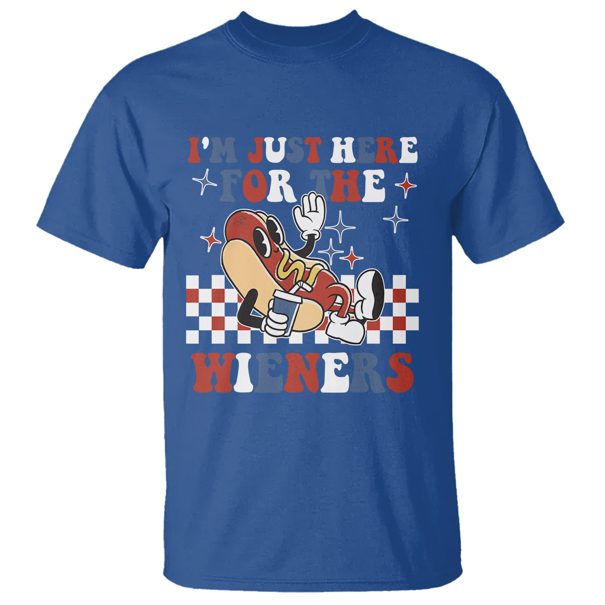 USA Party T Shirt Hot Dog I'm Just Here For The Wieners 4Th Of July - Wonder Print Shop
