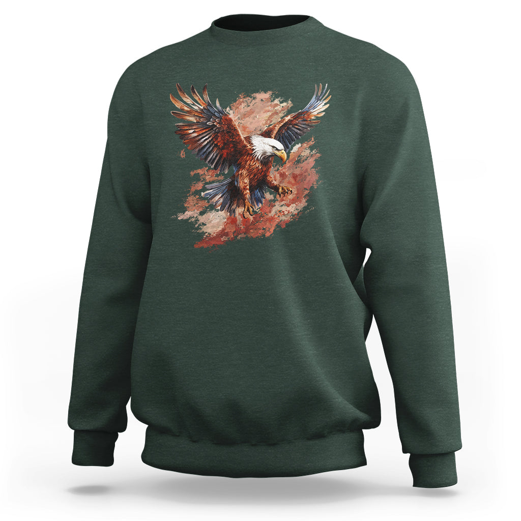 American Bald Eagle Sweatshirt Proud Patriotic US Pride 4th Of July - Wonder Print Shop