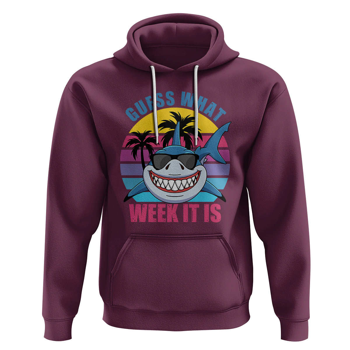 Shark Week Hoodie Guess What Week It Is Funny Shark Lover Summer Beach Retro - Wonder Print Shop