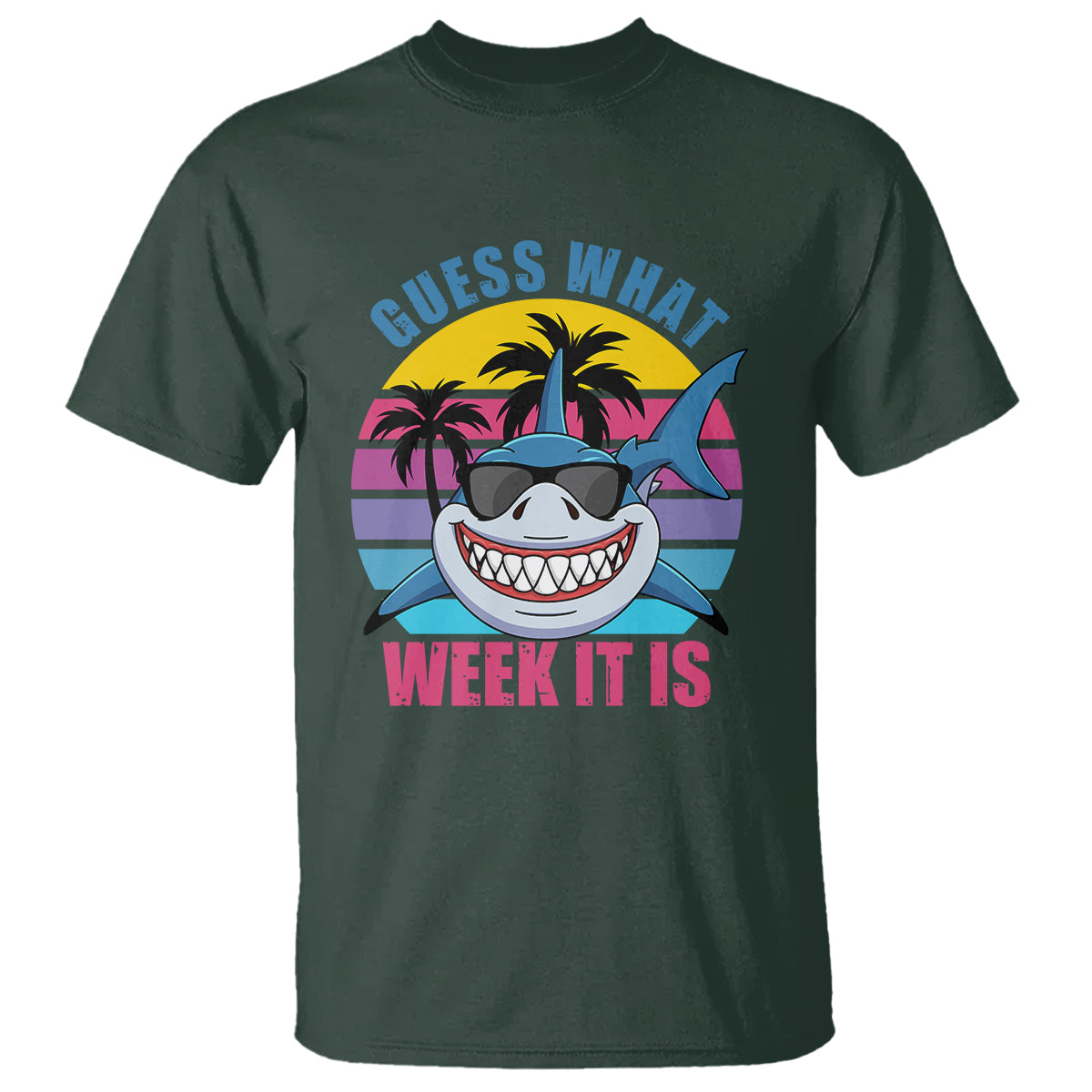 Shark Week T Shirt Guess What Week It Is Funny Shark Lover Summer Beach Retro - Wonder Print Shop