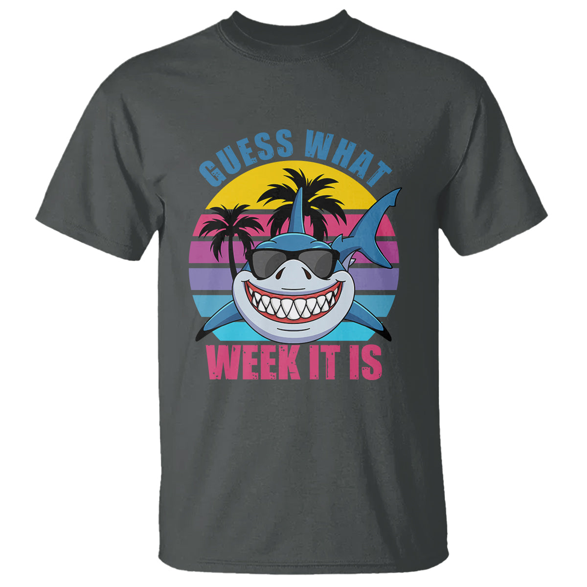 Shark Week T Shirt Guess What Week It Is Funny Shark Lover Summer Beach Retro - Wonder Print Shop