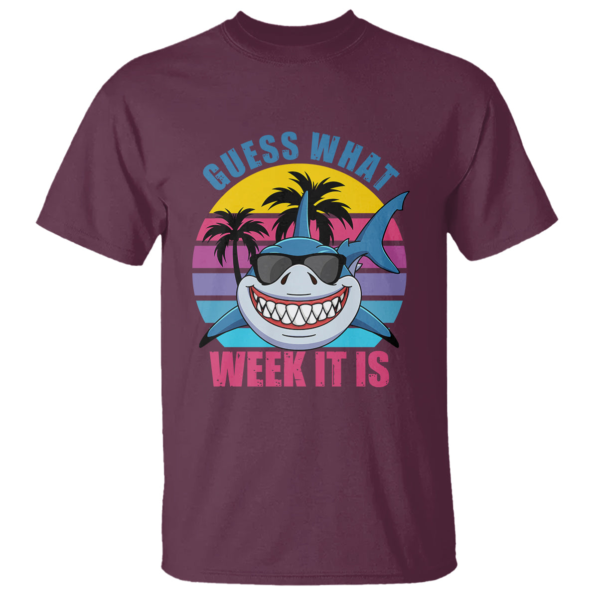 Shark Week T Shirt Guess What Week It Is Funny Shark Lover Summer Beach Retro - Wonder Print Shop