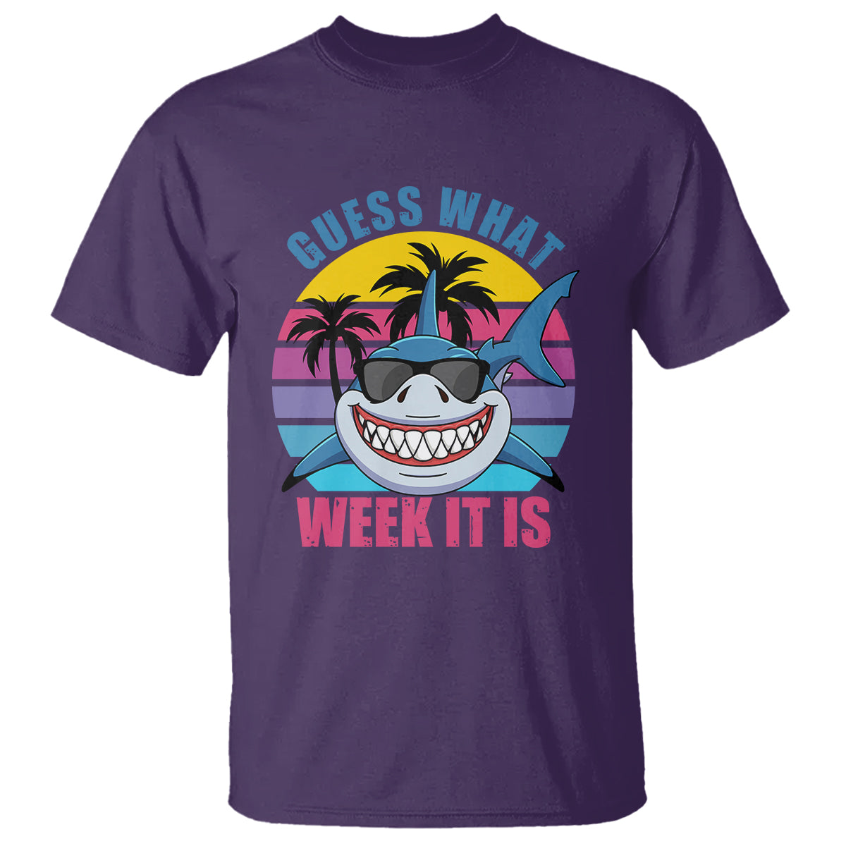 Shark Week T Shirt Guess What Week It Is Funny Shark Lover Summer Beach Retro - Wonder Print Shop