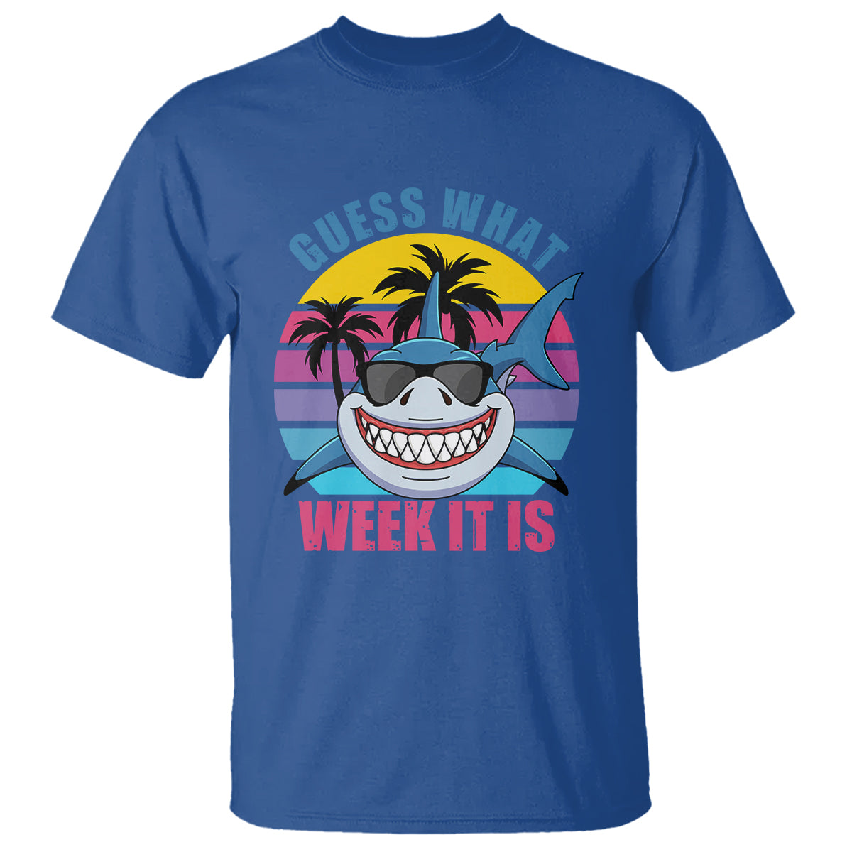 Shark Week T Shirt Guess What Week It Is Funny Shark Lover Summer Beach Retro - Wonder Print Shop