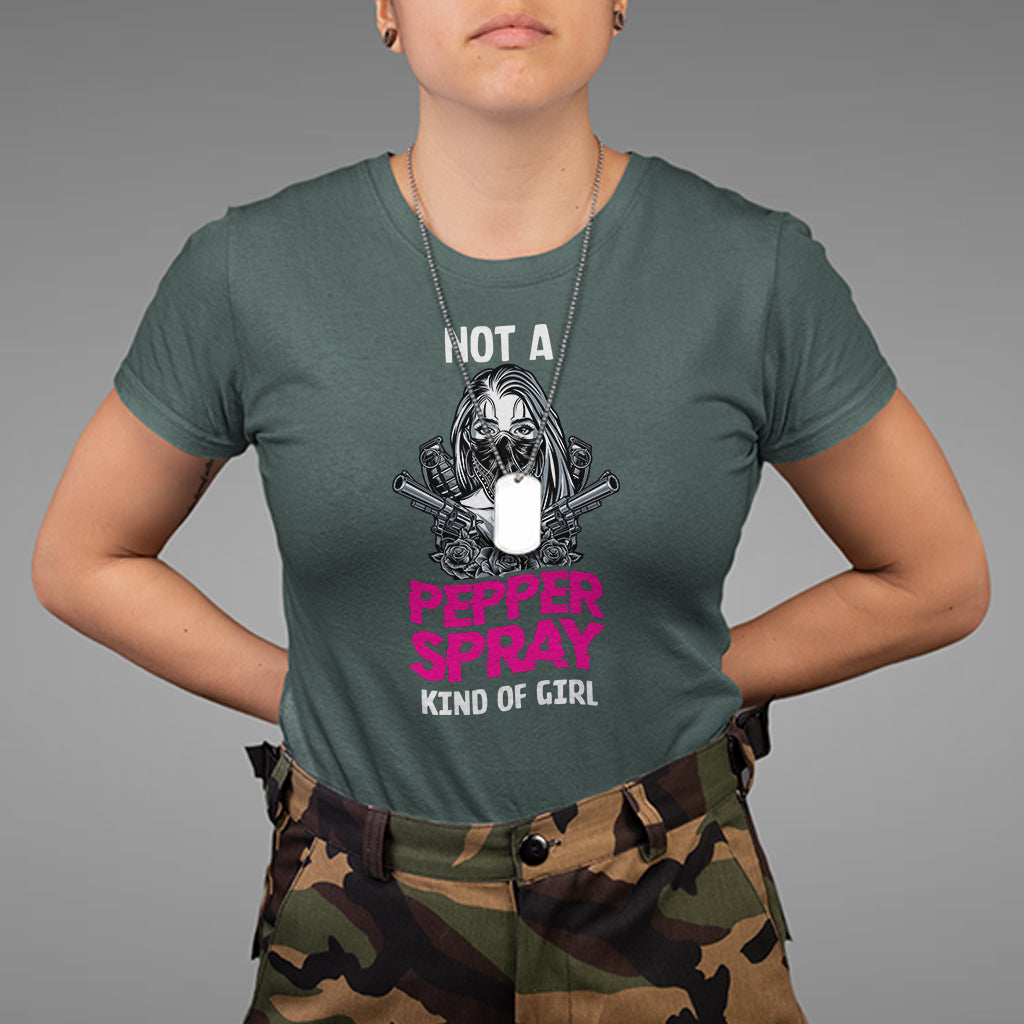 Armed Girl T Shirt Not A Pepper Spray Kind Of Girl American Flag Combat Boots - Wonder Print Shop