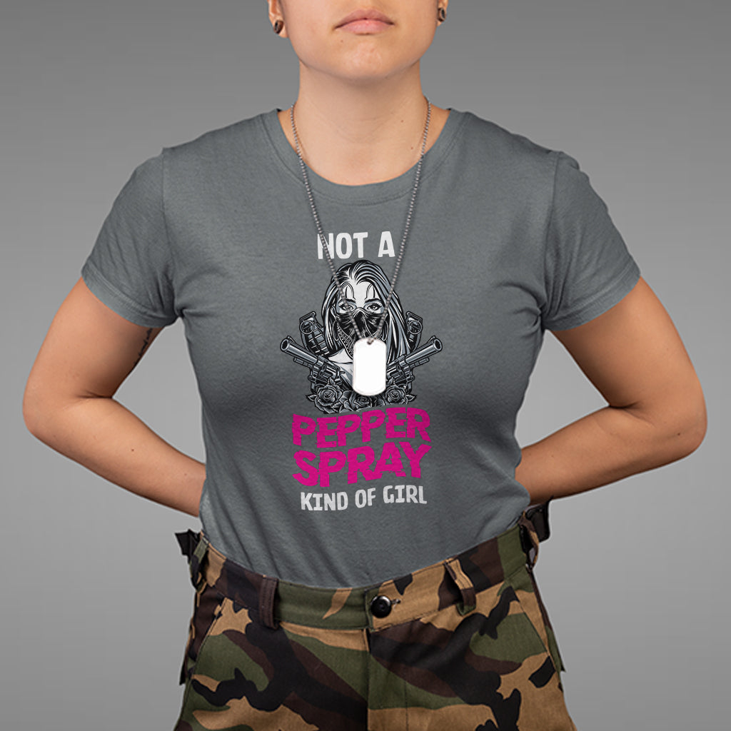 Armed Girl T Shirt Not A Pepper Spray Kind Of Girl American Flag Combat Boots - Wonder Print Shop