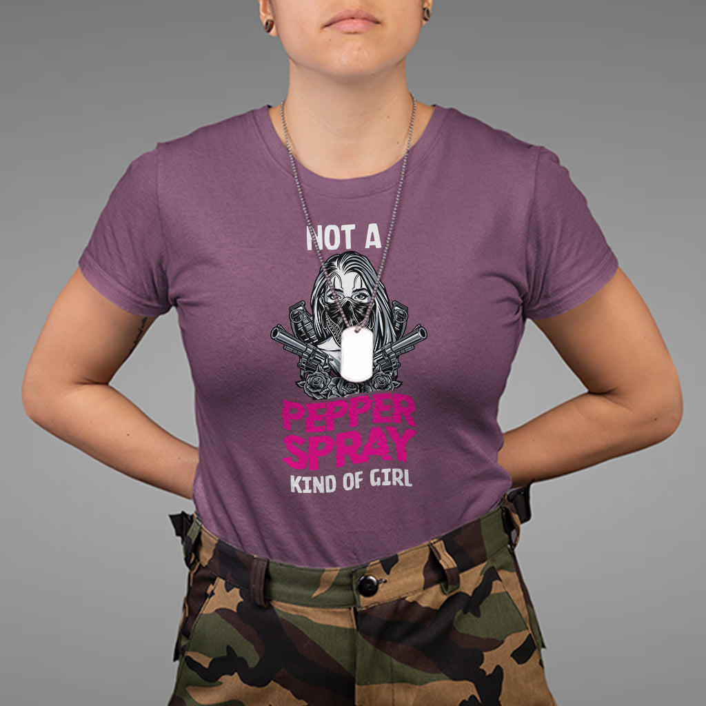Armed Girl T Shirt Not A Pepper Spray Kind Of Girl American Flag Combat Boots - Wonder Print Shop