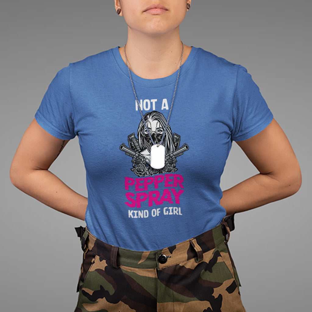 Armed Girl T Shirt Not A Pepper Spray Kind Of Girl American Flag Combat Boots - Wonder Print Shop
