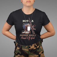 Female Veteran T Shirt Not A Pepper Spray Kind Of Girl American Flag Combat Boots - Wonder Print Shop
