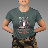 Female Veteran T Shirt Not A Pepper Spray Kind Of Girl American Flag Combat Boots - Wonder Print Shop