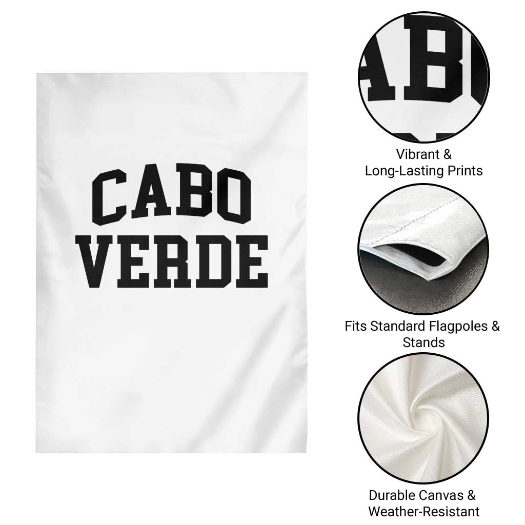Cabo Verde Returns Home National Pride Varsity Style Garden Flag Cape Verde Minimalist Text Graphic