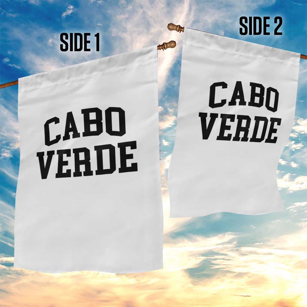 Cabo Verde Returns Home National Pride Varsity Style Garden Flag Cape Verde Minimalist Text Graphic