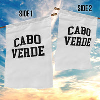 Cabo Verde Returns Home National Pride Varsity Style Garden Flag Cape Verde Minimalist Text Graphic