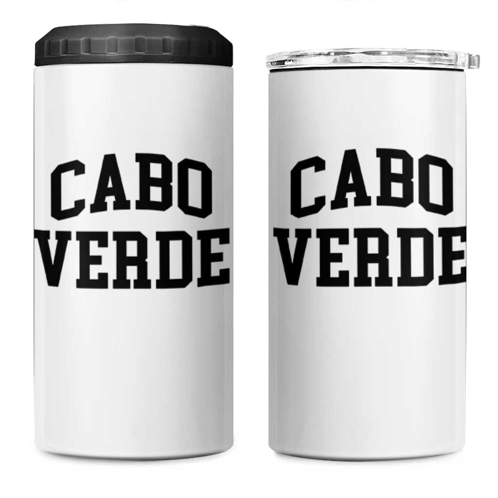 Cabo Verde Returns Home National Pride Varsity Style 4 in 1 Can Cooler Tumbler Cape Verde Minimalist Text Graphic