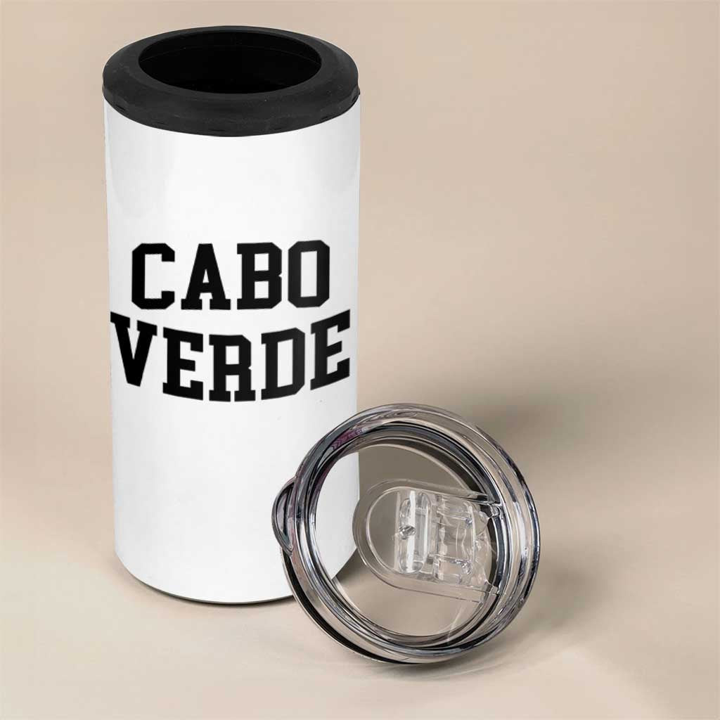 Cabo Verde Returns Home National Pride Varsity Style 4 in 1 Can Cooler Tumbler Cape Verde Minimalist Text Graphic