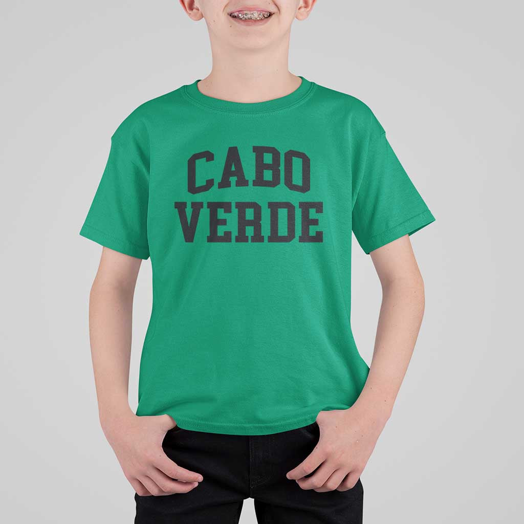 Cabo Verde Returns Home National Pride Varsity Style T Shirt For Kid Cape Verde Minimalist Text Graphic
