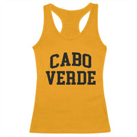 Cabo Verde Returns Home National Pride Varsity Style Racerback Tank Top Cape Verde Minimalist Text Graphic