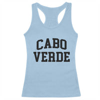 Cabo Verde Returns Home National Pride Varsity Style Racerback Tank Top Cape Verde Minimalist Text Graphic