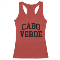 Cabo Verde Returns Home National Pride Varsity Style Racerback Tank Top Cape Verde Minimalist Text Graphic