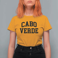 Cabo Verde Returns Home National Pride Varsity Style T Shirt For Women Cape Verde Minimalist Text Graphic