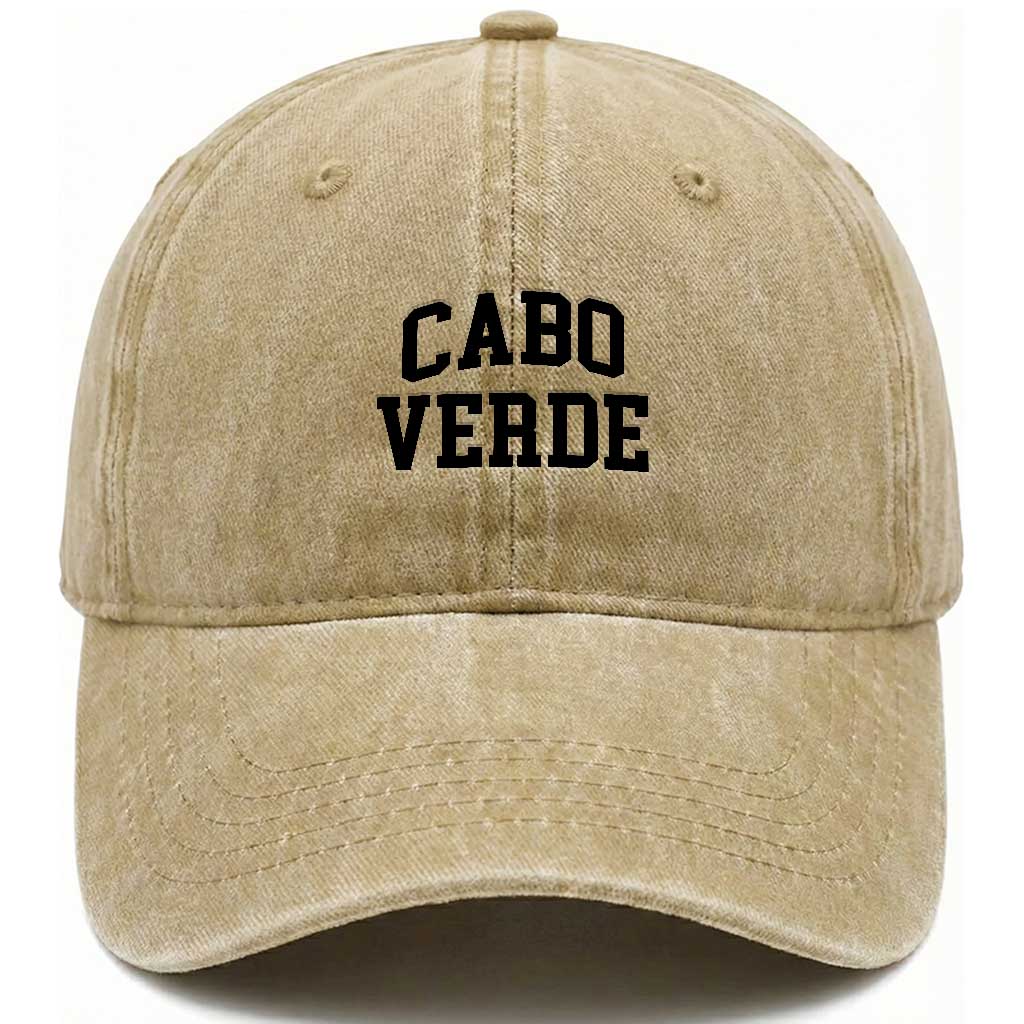 Cabo Verde Returns Home National Pride Varsity Style Washed Cotton Baseball Cap Cape Verde Minimalist Text Graphic