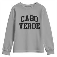 Cabo Verde Returns Home National Pride Varsity Style Youth Sweatshirt Cape Verde Minimalist Text Graphic