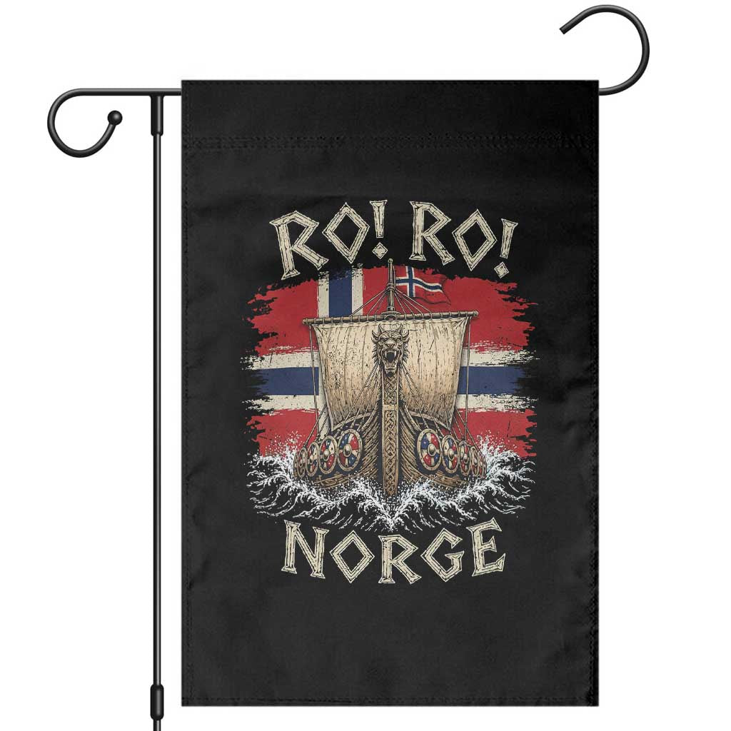 Retro Norge Viking Longship Ro Ro Garden Flag Patriotic Norge Norwegian Flag Funny Rowing Support